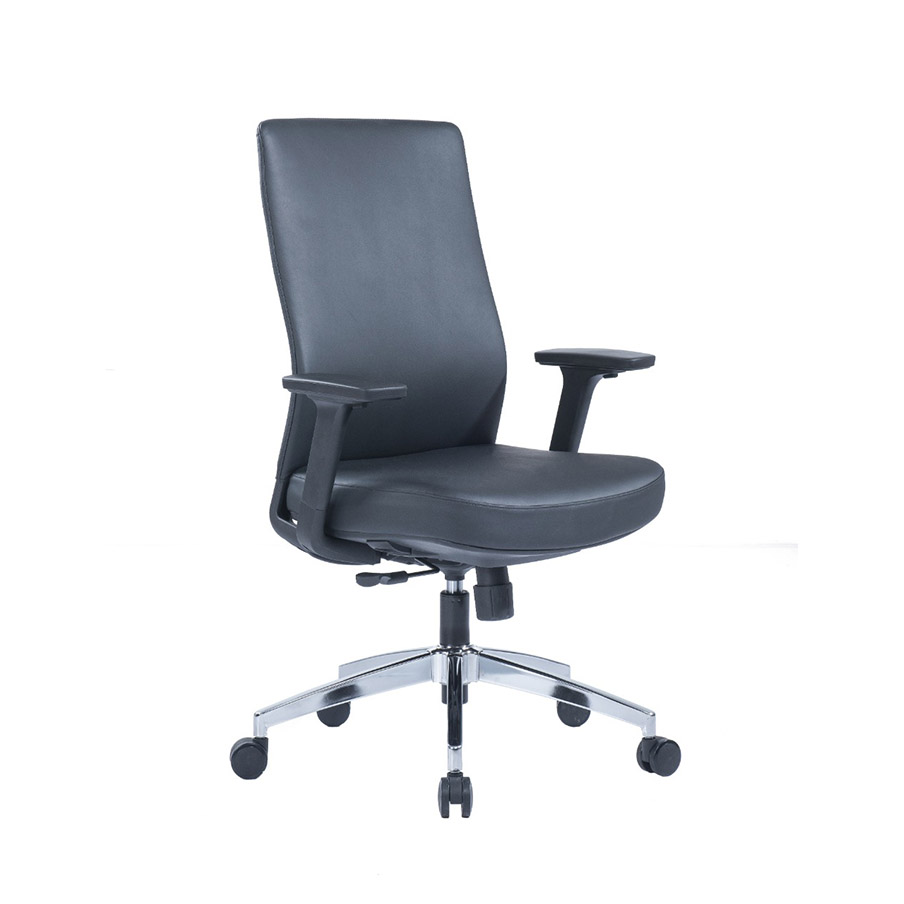 Angel Medium-back Black leather Chair