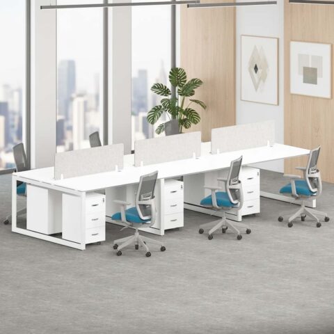 Gem Series 6 Person Workstation Desk with Drawers